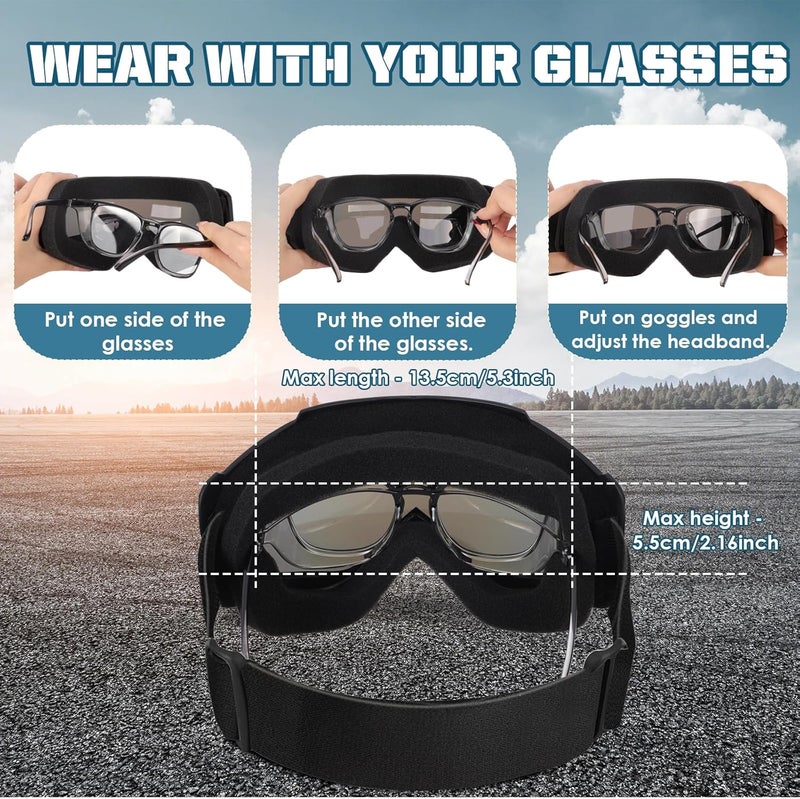 OXG Store نظارات دراجة نارية - نظارات ATV ودراجات التراب مع عدسة مضادة للأشعة فوق البنفسجية UV400 ومضادة للغبار للبالغين والشباب - Image 3